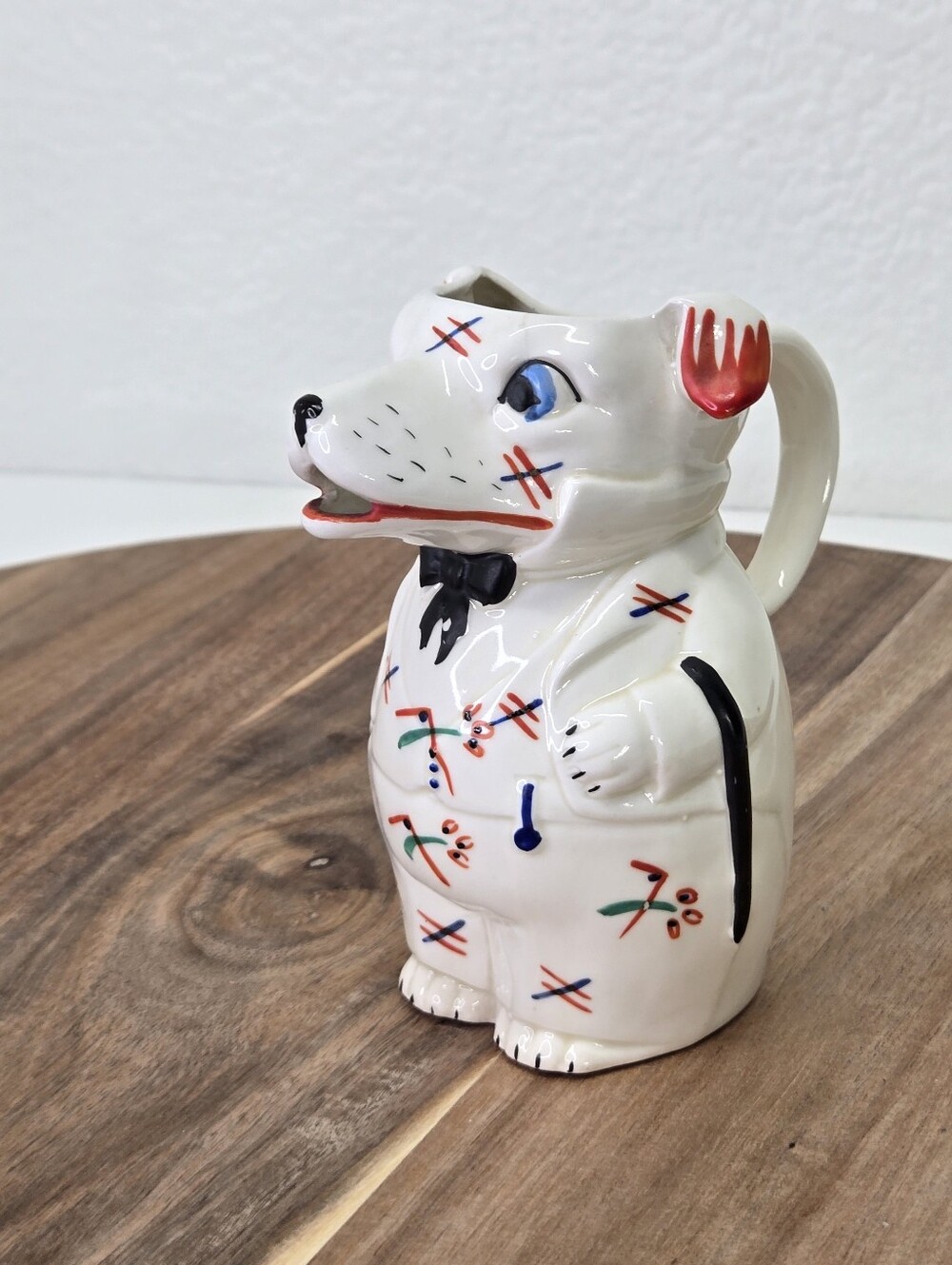 Antique German Porcelain Anthropomorphic Gentleman Dog Small Pitcher Creamer
